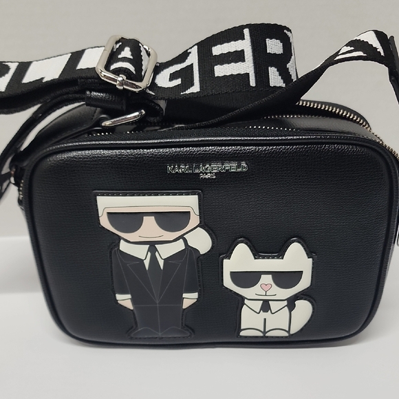 Karl Lagerfeld Black Camera Bag - Iconic Chopette Cat Guitar Strap Bag NWOT - Picture 16 of 16